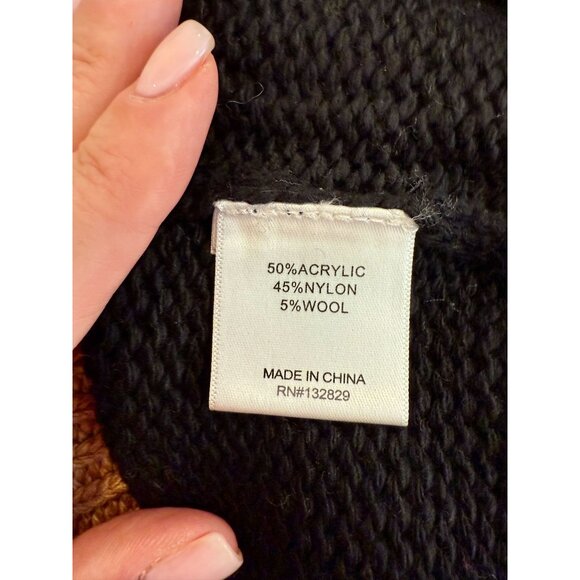 L’Academie Dagan Colorblock Crewneck Sweater in Black & Brown NWT - Size S - Picture 6 of 9